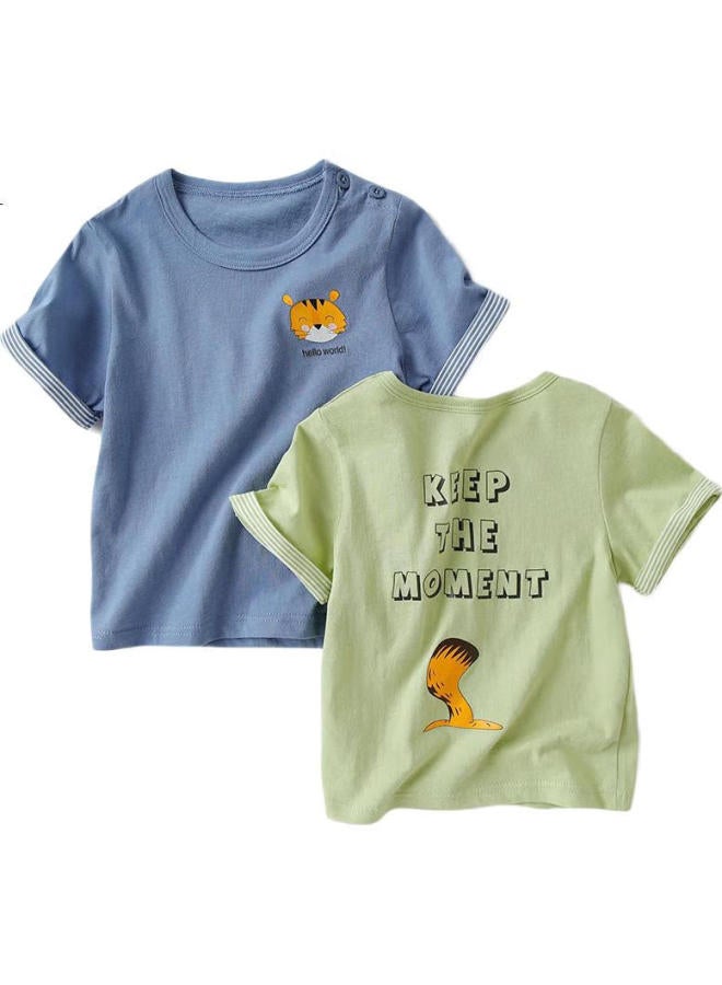 YUZHAOLIN Children'S Short Sleeve T-Shirt Summer Boys Cotton Round Neck T-Shirt Baby Clothes Kids Clothing *English Little Lion - Image 1