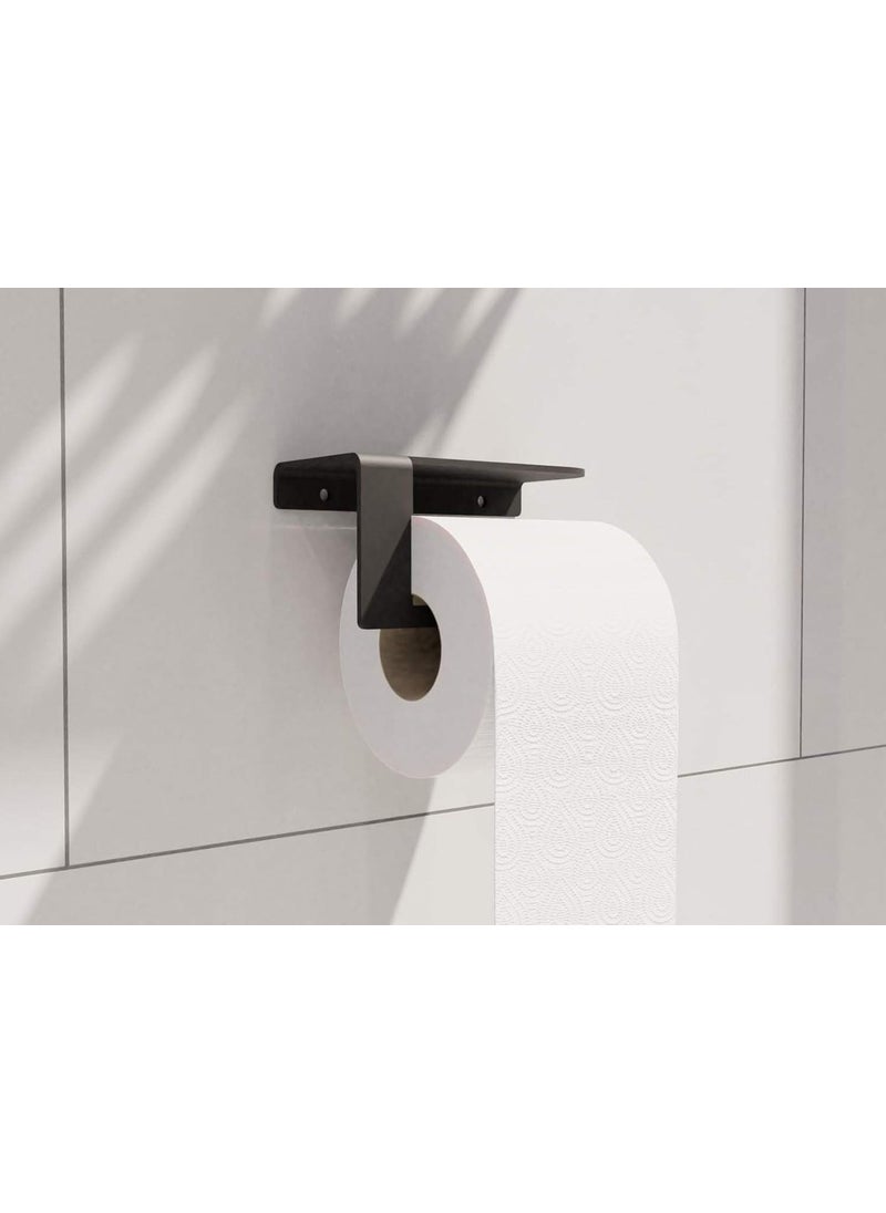 INDIAN DECOR INDIAN DECOR 49200 Black Metal Toilet Roll Holder Toilet Tissue Paper Roll Holder Dispenser Reserve Bathroom Storage Organization Hanging Holds One Roll Black Made in India  - Image 1