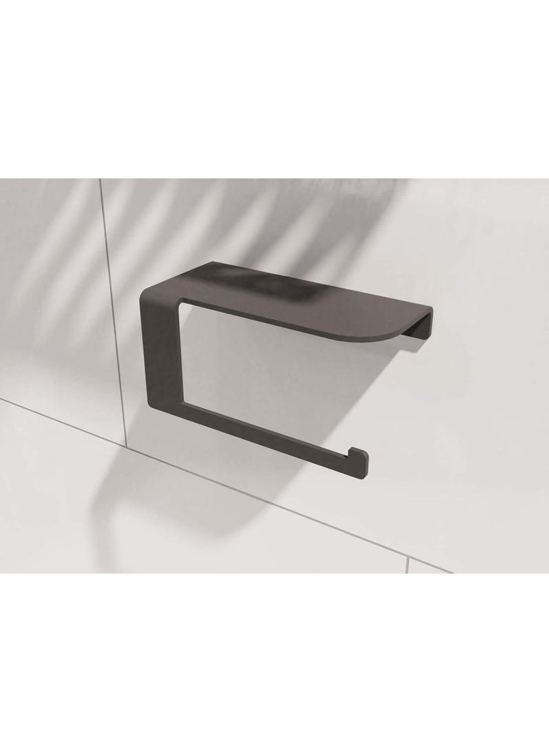 INDIAN DECOR INDIAN DECOR 49200 Black Metal Toilet Roll Holder Toilet Tissue Paper Roll Holder Dispenser Reserve Bathroom Storage Organization Hanging Holds One Roll Black Made in India  - Image 3