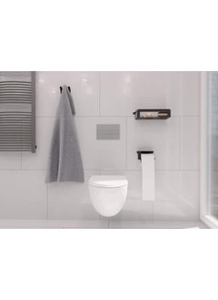 INDIAN DECOR INDIAN DECOR 49200 Black Metal Toilet Roll Holder Toilet Tissue Paper Roll Holder Dispenser Reserve Bathroom Storage Organization Hanging Holds One Roll Black Made in India  - Image 4