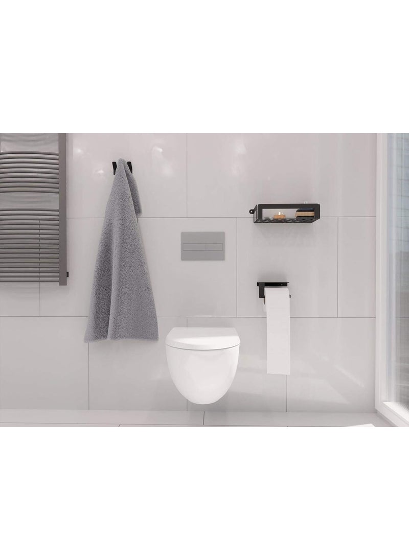 INDIAN DECOR INDIAN DECOR 49200 Black Metal Toilet Roll Holder Toilet Tissue Paper Roll Holder Dispenser Reserve Bathroom Storage Organization Hanging Holds One Roll Black Made in India  - Image 4