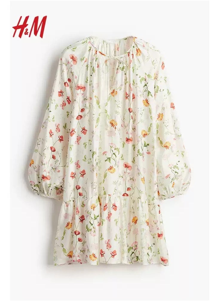 H and M - HM Women's New Round Neck Loose Lightweight Comfortable And Fashionable Dress - Image 1