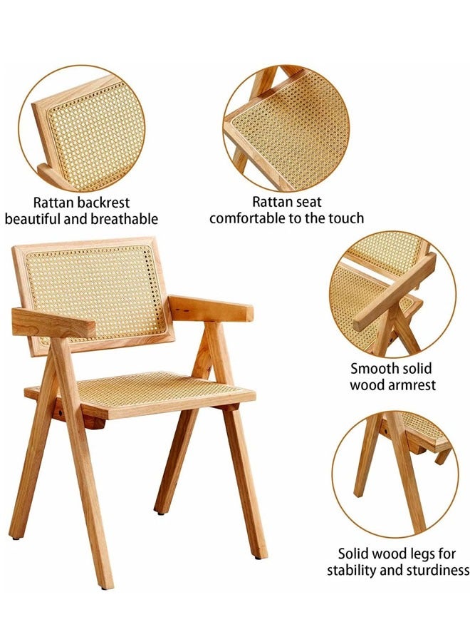 Generic Modern Chair Kitchen Chairs  Dining Chair  Home Chair  Modern Dining Chair  Vintage Chair  Solid Wood Rattan Chair With Rattan Seat And Back for Home Office Living Room and Dining Room  - Image 5