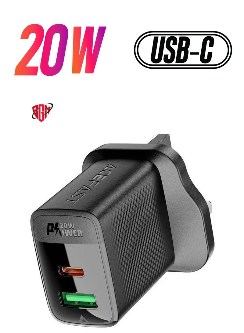 BGM A79 20W GaN Dual Port Charger (USB-A + USB-C) Fast Charging (UK) - Image 1