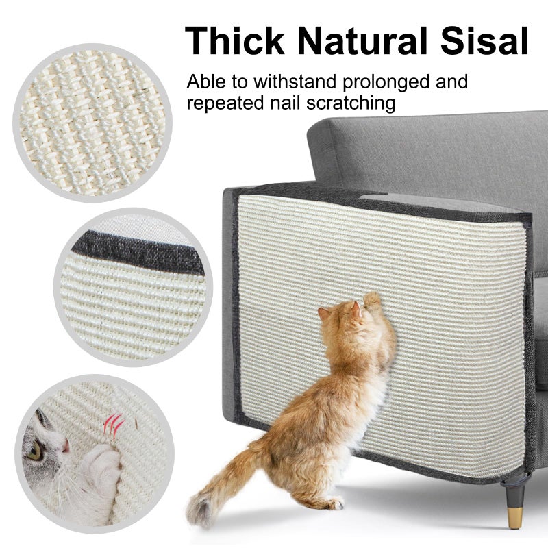 Oroonoko Cat Scratch Sofa Protector,Cat Scratching Couch Protector with 19.7''L*23.6''W Natural Sisal Cat Scratcher Mat for Protecting Couch Sofa Chair (Dark Grey/Right Hand) - Image 5