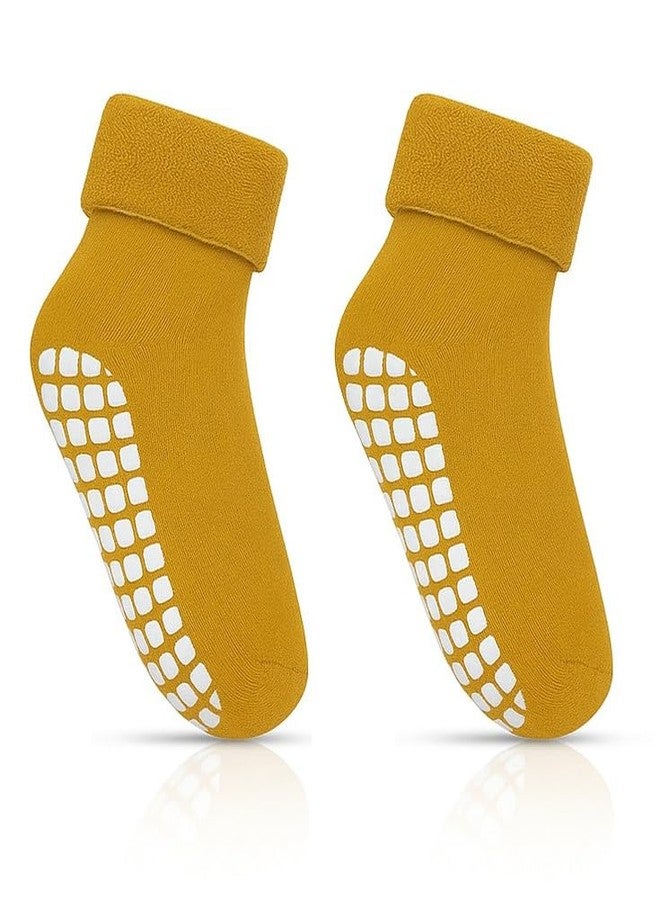 KETKAR Kids Cotton Socks | Soft, Breathable & Anti-Skid Warm Socks for Boys & Girls (Yellow, Pack of 1, Ages 4-8 Years) - Image 1