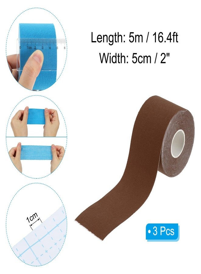 PATIKIL 16.4ft x 2 Inch Aerial Hoop Tape, 3 Roll Athletic Tape Adhesive Non-Slip Grip Tape Yoga Rig Sports Tape for Wrapping Exercises Gymnastics, Brown - Image 2