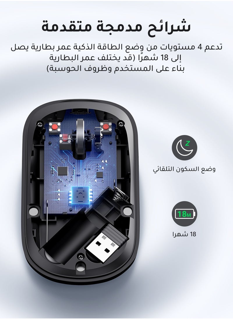 Wireless Mouse Silent Computer Mice Slim Portable for Laptop with 2.4G USB Adapter Ultrafast Scrolling 4 Adjustable DPI Compatible with PC HP Lenovo ASUS Dell