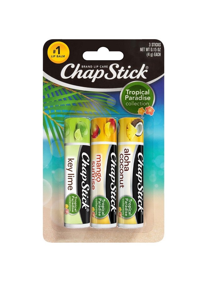 تشابستيك مجموعة العناية بالشفاه من تشابستيك، مجموعة تروبيكال بارادايس، عبوة من 3 قطع - مرطب شفاه بنكهة المانجو صن رايز والليمون الحامض وجوز الهند ألوها، 0.15 أونصة لكل عبوة - Image 1
