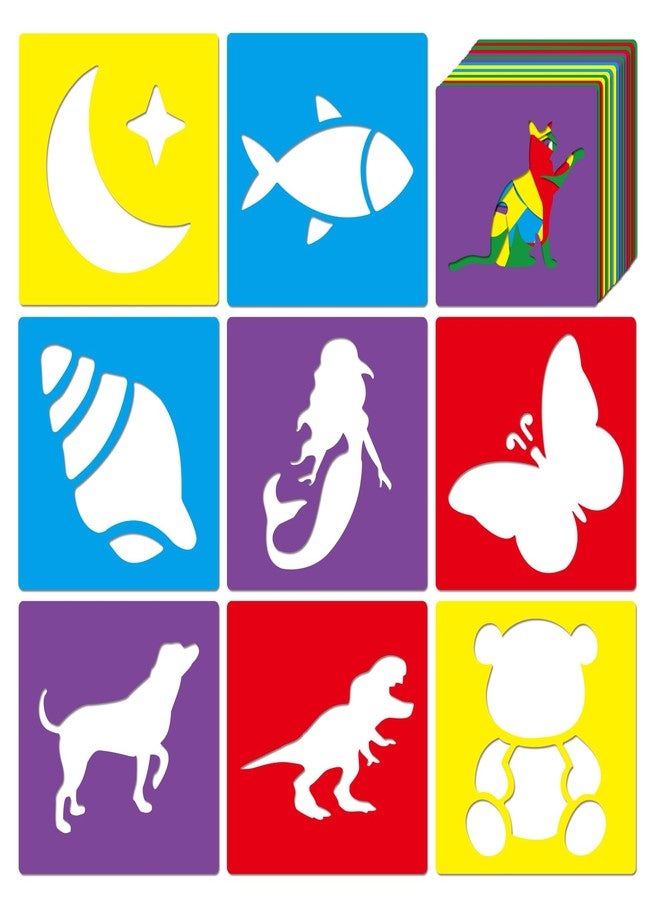 TMTECHJS 24 Piece Stencils for Kids Stencils for Painting Sidewalk Chalk Stencils Outdoor Garden Themed Stencils Kids Style Collection-5in - Image 1