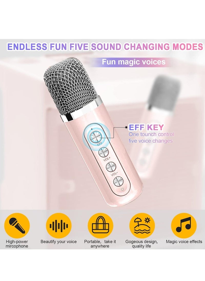SU.YOSD Karaoke Machine with 2 Microphones,Karaoke Machine for Adults and Kids,Portable Mini Karaoke Speaker PA System,Support Bluetooth/USB/AUX/TF, Karaoke Kit for TV,Home Party, Meeting,Outdoor (Pink) - Image 5