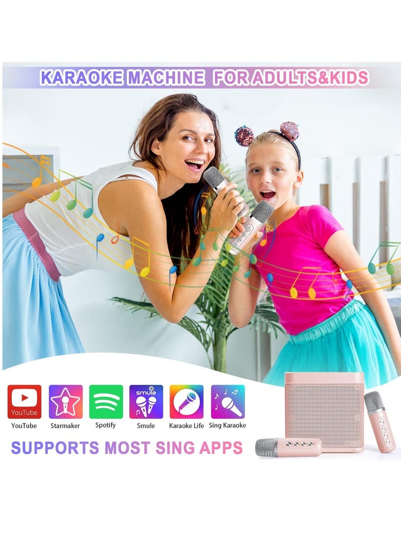 SU.YOSD Karaoke Machine with 2 Microphones,Karaoke Machine for Adults and Kids,Portable Mini Karaoke Speaker PA System,Support Bluetooth/USB/AUX/TF, Karaoke Kit for TV,Home Party, Meeting,Outdoor (Pink) - Image 3