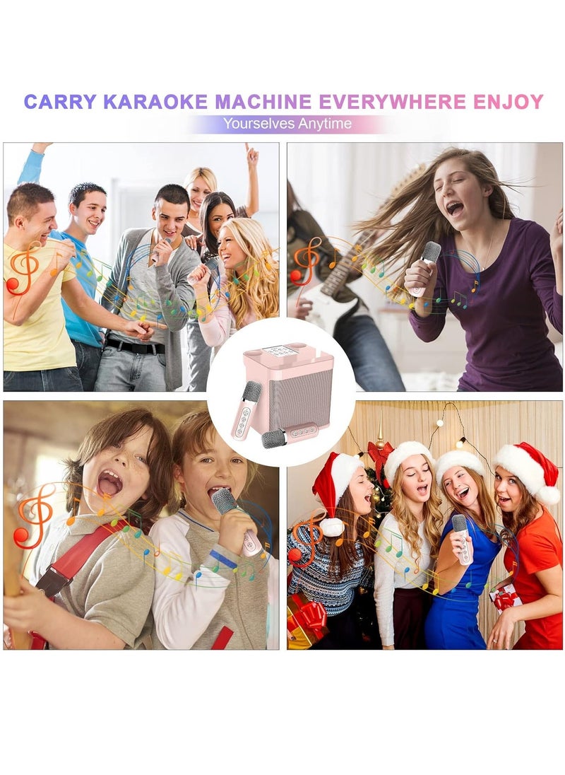 SU.YOSD Karaoke Machine with 2 Microphones,Karaoke Machine for Adults and Kids,Portable Mini Karaoke Speaker PA System,Support Bluetooth/USB/AUX/TF, Karaoke Kit for TV,Home Party, Meeting,Outdoor (Pink) - Image 2