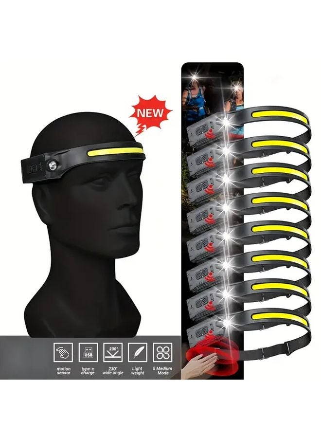 2pcs LED Motion Sensing Headlamp USB Rechargeable 3 Modes Adjustable Brightness Red Light - Image 5