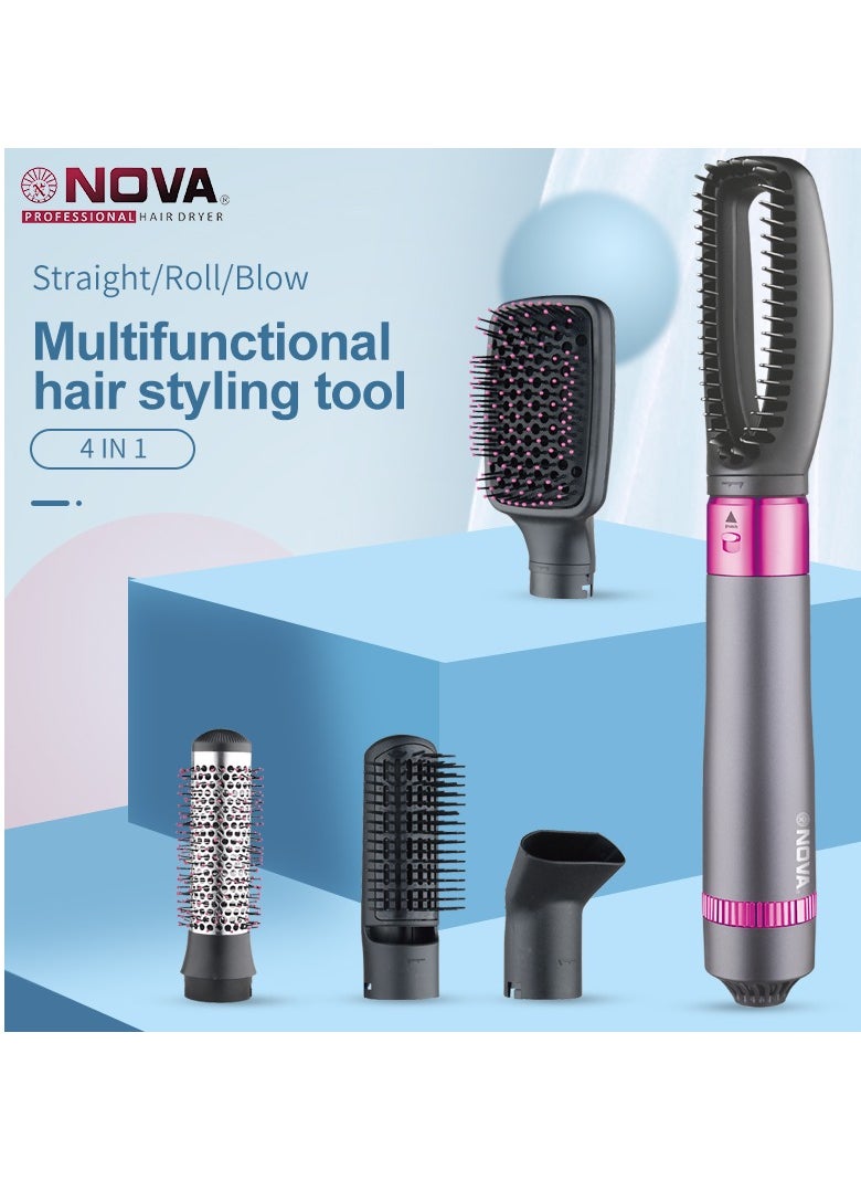 NOVA Blow and Dry Caring Air Styler - Hair Dryer, Hot Brush and Hair Curler for Mid to Long Length Hair, 5 Attachments, 1000 Watts, Grey  - Image 2