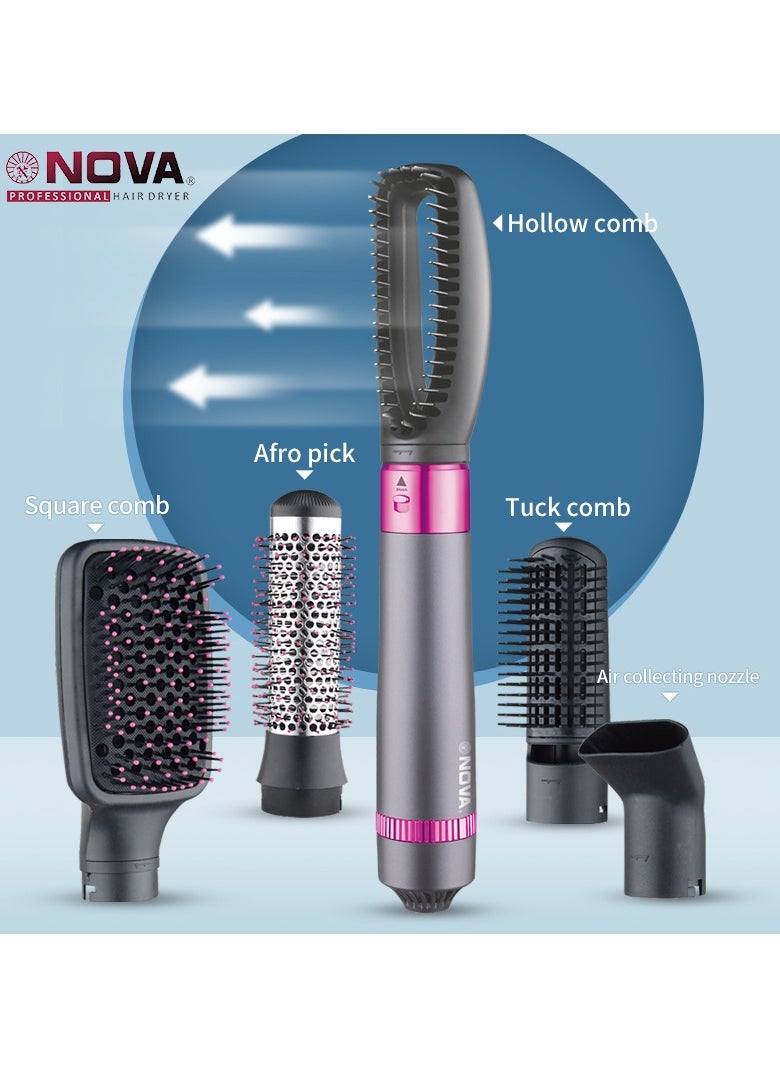 NOVA Blow and Dry Caring Air Styler - Hair Dryer, Hot Brush and Hair Curler for Mid to Long Length Hair, 5 Attachments, 1000 Watts, Grey  - Image 4