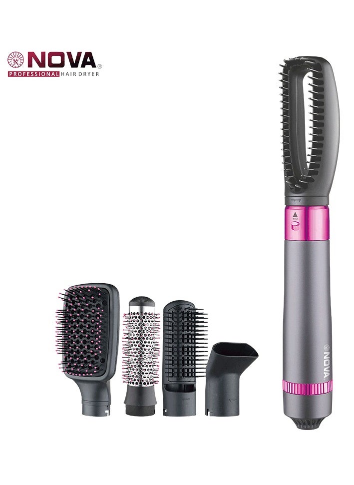 NOVA Blow and Dry Caring Air Styler - Hair Dryer, Hot Brush and Hair Curler for Mid to Long Length Hair, 5 Attachments, 1000 Watts, Grey  - Image 1