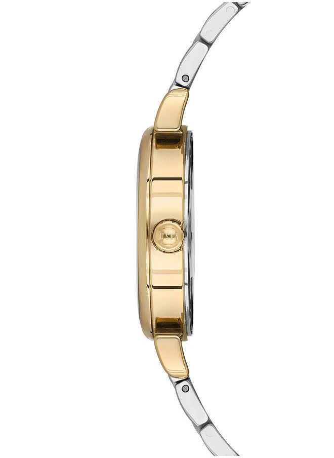 U.S. Polo Assn. U.S. Polo Assn. Stile 32mm Ladies' Watch with Bold Green Dial & Stone-Studs, Gold Stainless Steel Dual-Tone Band - USPA2070-05, Elegant Sophistication  - Image 2