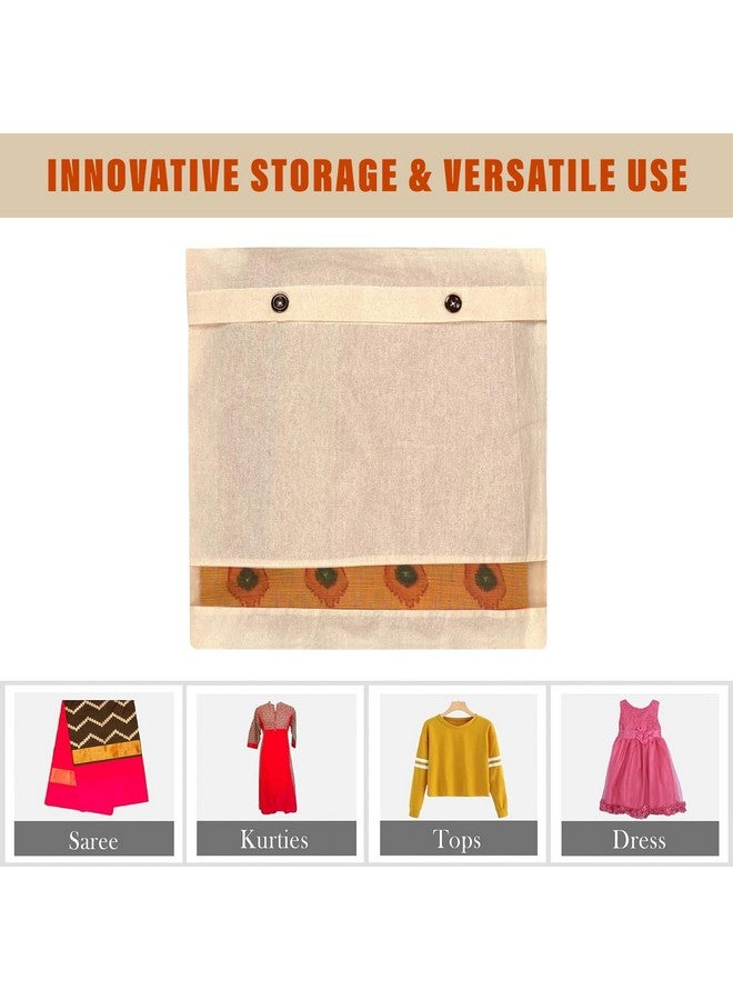 Kuber Industries Saree Bags Combo Set | Cotton Wardrobe Organizer | Clothes Bags for Storage | Mesh Window Saree Bags Set | Single Packing Saree Cover | Pack of 12 | Cream - Image 5