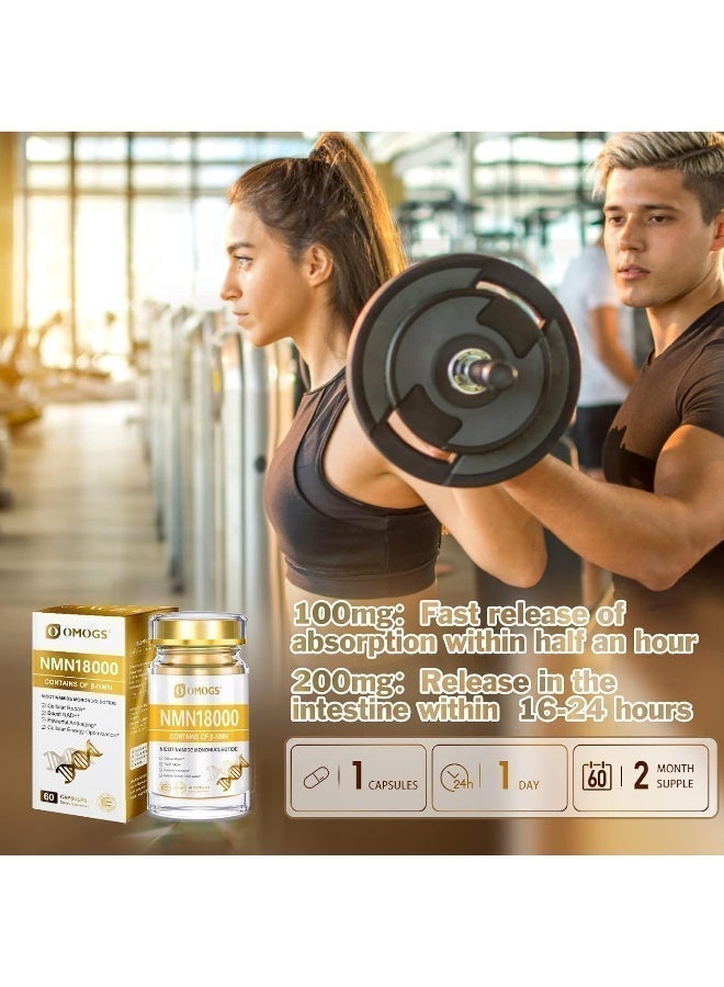 OMOGS NAD+ 300 mg + Trans-Resveratrol 200 mg, Pure NAD Supplement, Max Absorption, Boosting Supplement for DNA Repair, Healthy Aging, Cellular Energy & Longevity, 60 Capsules - Image 3