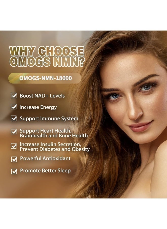 OMOGS NAD+ 300 mg + Trans-Resveratrol 200 mg, Pure NAD Supplement, Max Absorption, Boosting Supplement for DNA Repair, Healthy Aging, Cellular Energy & Longevity, 60 Capsules - Image 2