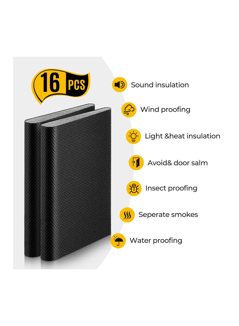 SYOSI Door Corner Seal, Weatherstripping Exterior Door Frame Seal, Door Frame Seal Wedge Draft Stopper, Draft Stopper Adhesive Corner Seal Pads, for Weather Stripping and Draft Protection (Black,16 Pieces)  - Image 3