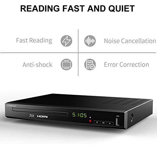 LONPOO HD Blu-Ray Disc Player for TV with HDMI and AV Cables, 1080P, Built-in PAL NTSC, Coaxial Output, USB Input - Image 5