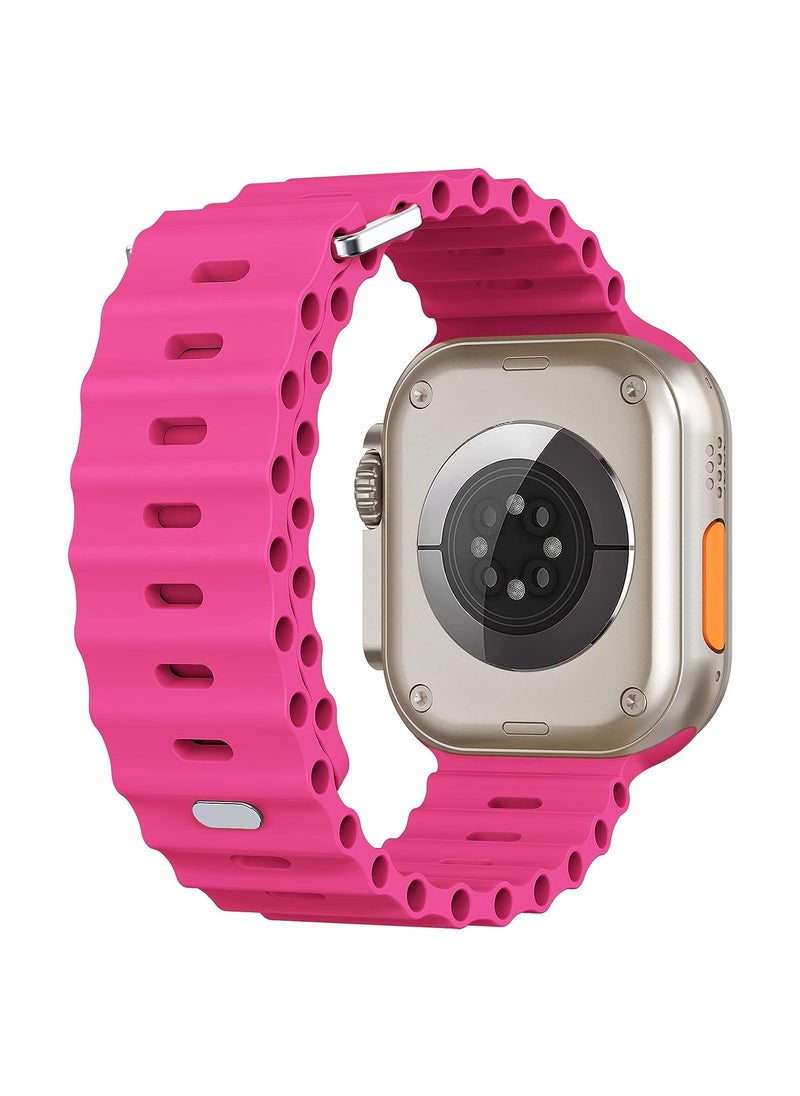 Color Fans - Soft Silicone Ocean Sports Strap Compatible Apple Watch Ultra 49mm 45mm 44mm 42mm for Men Women, Adjustible Watch Band for Apple Watch Ultra/SE/Series 9/8/7/6/5/4/3/2/1 - Barbie Pink - Image 1