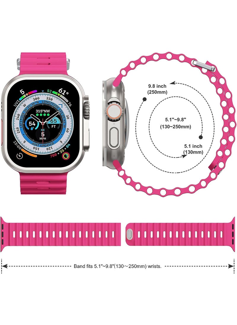 Color Fans - Soft Silicone Ocean Sports Strap Compatible Apple Watch Ultra 49mm 45mm 44mm 42mm for Men Women, Adjustible Watch Band for Apple Watch Ultra/SE/Series 9/8/7/6/5/4/3/2/1 - Barbie Pink - Image 1