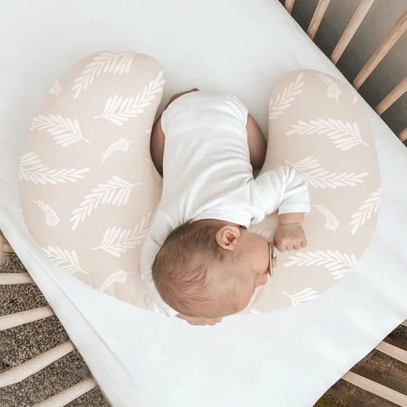 GRSSDER Nursing Pillow Cover Stretchy Minky Removable Nursing Covers for Breastfeeding Pillows, Ultra Soft Comfortable Slipcover for Boy and Girls, Stylish Pretty Flora, Beige - Image 4