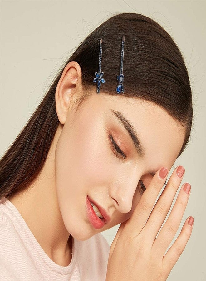 VinBee Blue Vintage Hair Pins Bobby Pins Crystal Rhinestone Hair Clips Accessories for Women and Girls,Navy Blue HairAccessories,Decorative Bobby Pins-6 PACK - Image 3