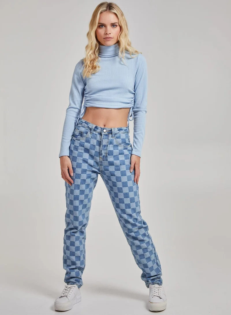 Pink Vanilla  Ruched Crop Ribbed Top for Women | Best Price UAE