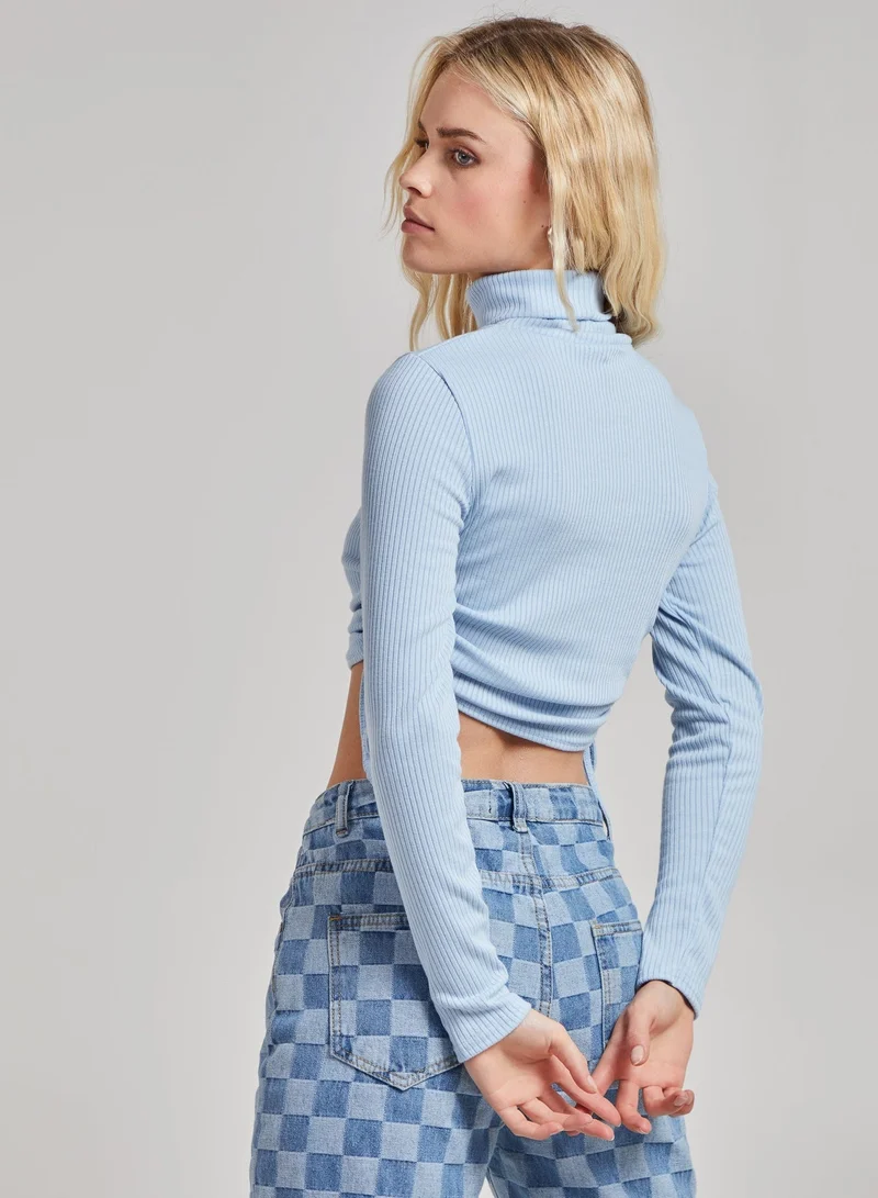Pink Vanilla  Ruched Crop Ribbed Top for Women | Best Price UAE