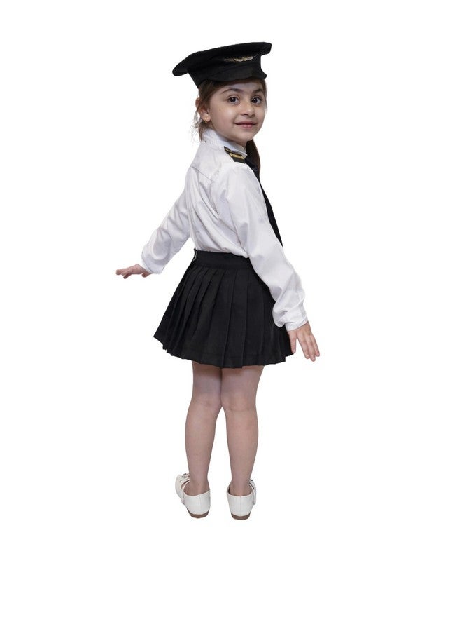 Kaku Fancy Dresses Kaku Fancy Dresses Polyester Our Helper/National Hero Pilot Costume For Girls | Includes Shirt, Skirt, Cap & Tie, Multicolor  - Image 3