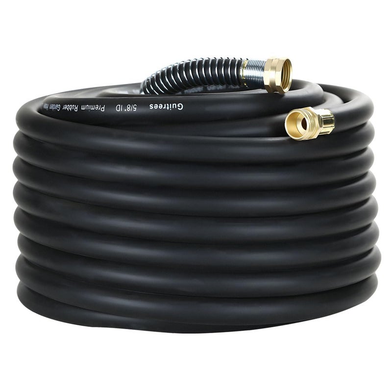 Guitrees 75FT 5/8 Heavy Duty Rubber Garden Hose - 300psi Working, 1000psi Burst - Hot/Cold Water - Five-Layered Braiding for Durability - Versatile for Gardening, Agriculture, Construction(Black) - Image 1