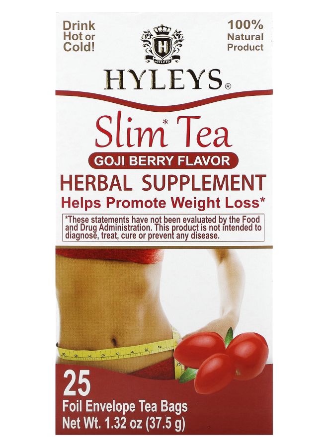 Slim Tea Goji Berry 25 Foil Envelope Tea Bags 1.32 oz (37.5 g)