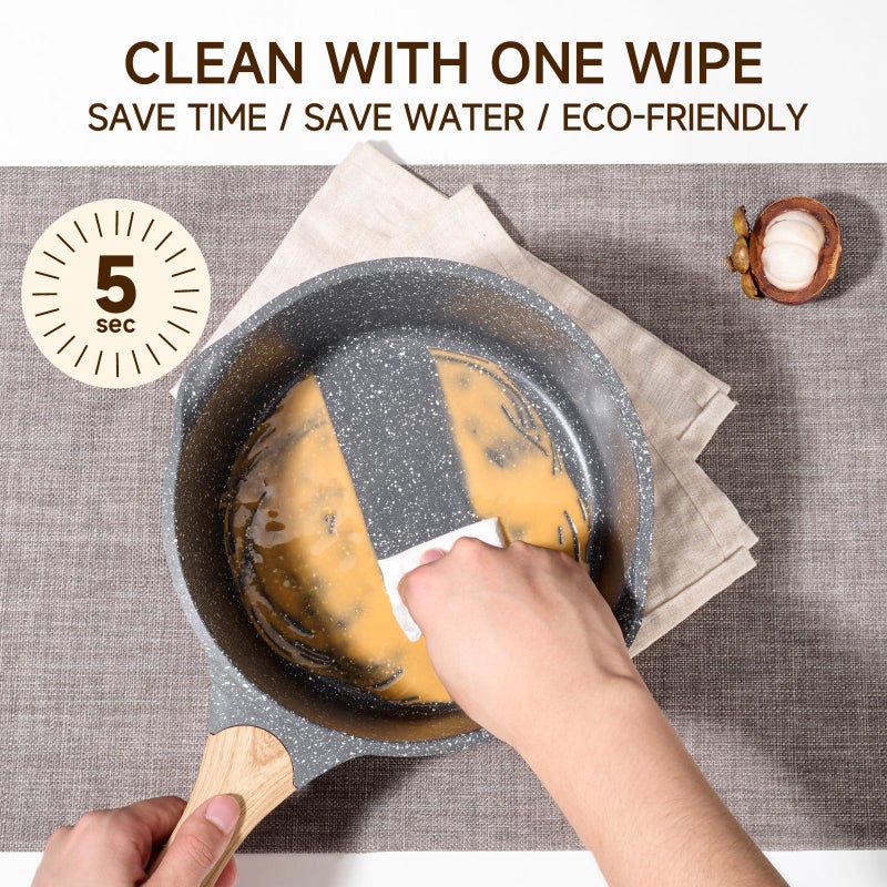 JEETEE Pots and Pans Set Non Stick 23pcs, Healthy Kitchen Cookware Sets, Induction Cooking Set W/Gray Frying Pans, Saucepans, SautÃ© & Griddle & Crepe Pan (PFOA, PFAS Free) - Image 5