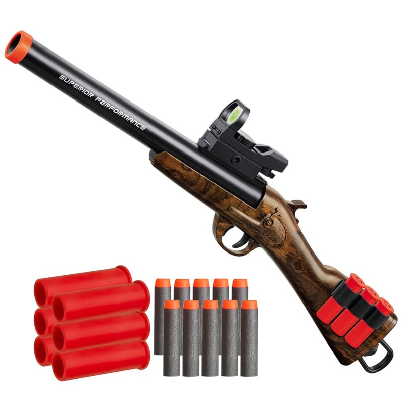 Ukola Safe Toy Double Barrel Gun for Boy with Ejecting Shell Soft Bullets,Realistic Model Shotgun Toys Foam Blaster Play Gun Toy with Soft Bullet Look Real Hunting Action for Children (MINIGUN) - Image 1