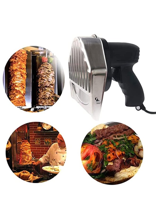 والالا قطاعة لحم الكباب الكهربائية مع شفرتين، آلة تقطيع جيروس الشاورما، قطاعة لحم محمولة باليد بشفرة 100 مم، قطاعة شواء تركية متعددة الوظائف، أدوات مطبخ لمعالجة الطعام في المطبخ - Image 2