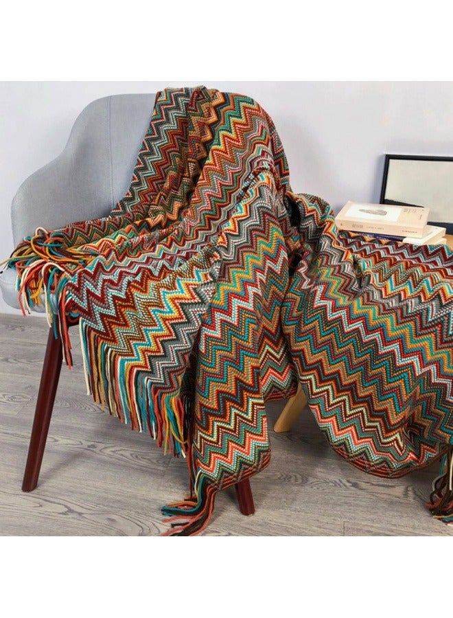 KYD Throw Blanket, Home Decor Stripe Woven Blanket with Tassels, Soft Cozy Lightweight Warm for Chair Bed Couch Decorative, Knit Throw Blankets 127x180cm  - Image 5