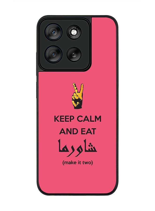 Stylizedd For Motorola Moto G56 Case,Slim fit Camera Protection, Shockproof Thin Phone cover  - Keep Calm And Eat Shawarma (Pink) - Image 1