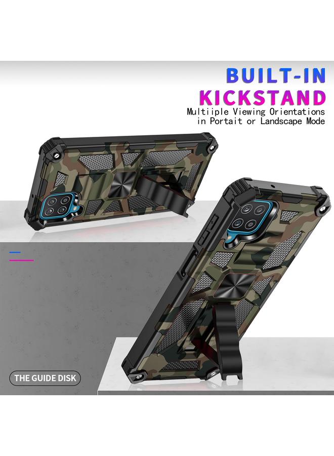 S-TOP Case For Samsung Galaxy A12 Camouflage Armor Shockproof TPU + PC Magnetic Protective Case with Holder - Image 4