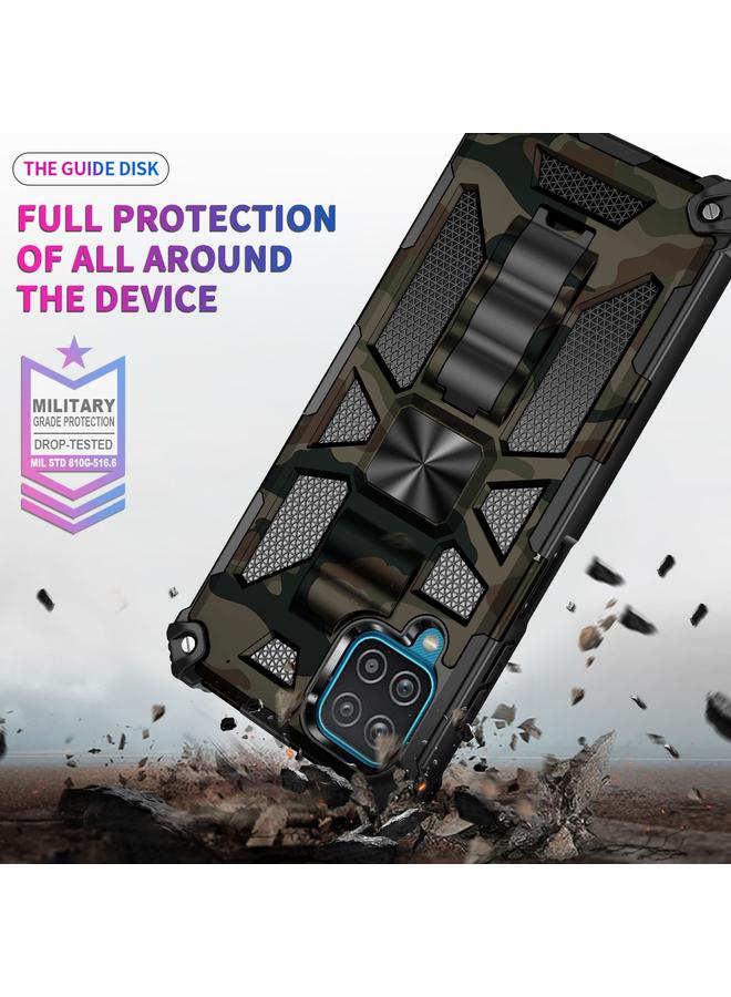 S-TOP Case For Samsung Galaxy A12 Camouflage Armor Shockproof TPU + PC Magnetic Protective Case with Holder - Image 5