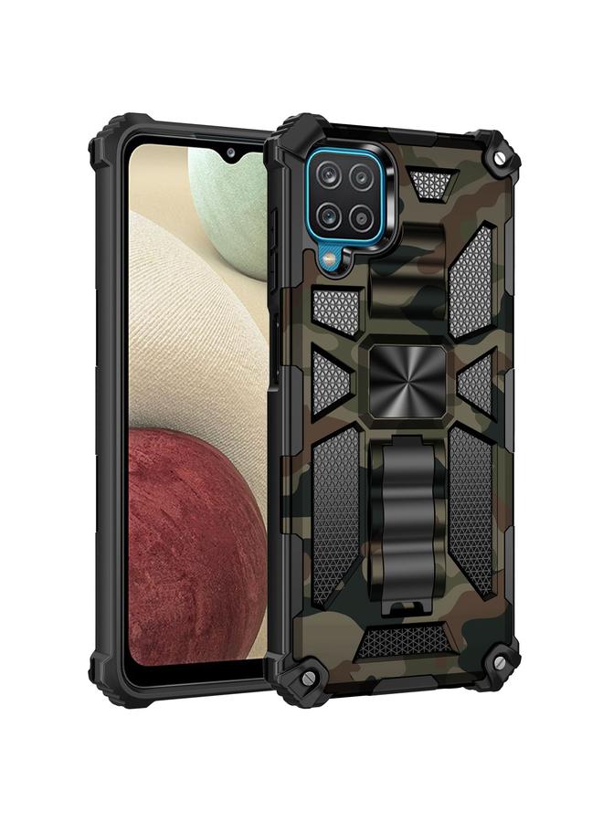 S-TOP Case For Samsung Galaxy A12 Camouflage Armor Shockproof TPU + PC Magnetic Protective Case with Holder - Image 2