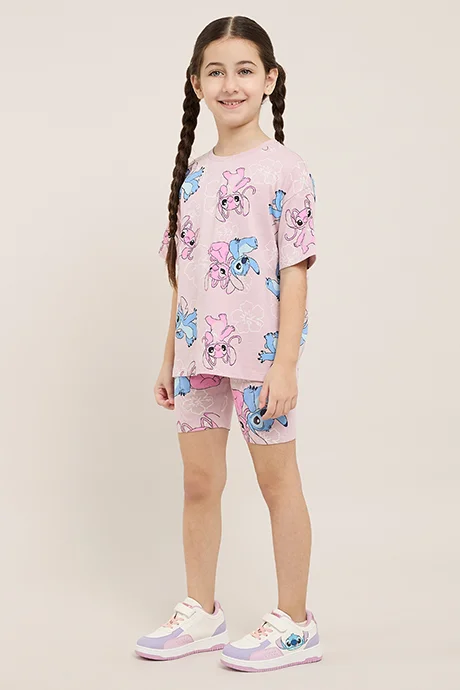 R&B Angel & Stitch Print Clothing Set