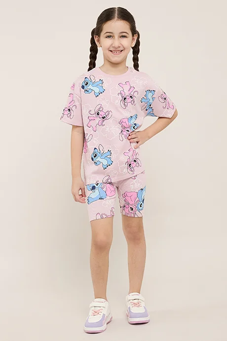 R&B Angel & Stitch Print Clothing Set