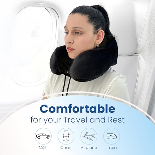 CareFoam Memory Foam Travel Pillow, Comfortable & Supportive Neck Pillow, Pain Relief Sleeping Neck Pillows for Travel, Airplane Pillow for Sleeping Airplane, Car, Office and Home - Image 3