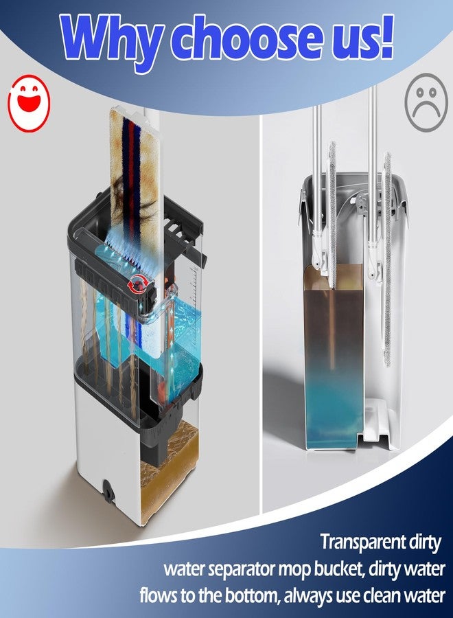 Midyb Mop and Bucket Set,Midyb Flat Mops and Bucket System with 2 Microfiber Pads,Mop and Bucket with Wringer Set,Automatic Separates Dirty and Clean Water,Wet and Dry Use Mops for Floor Cleaning - Image 3