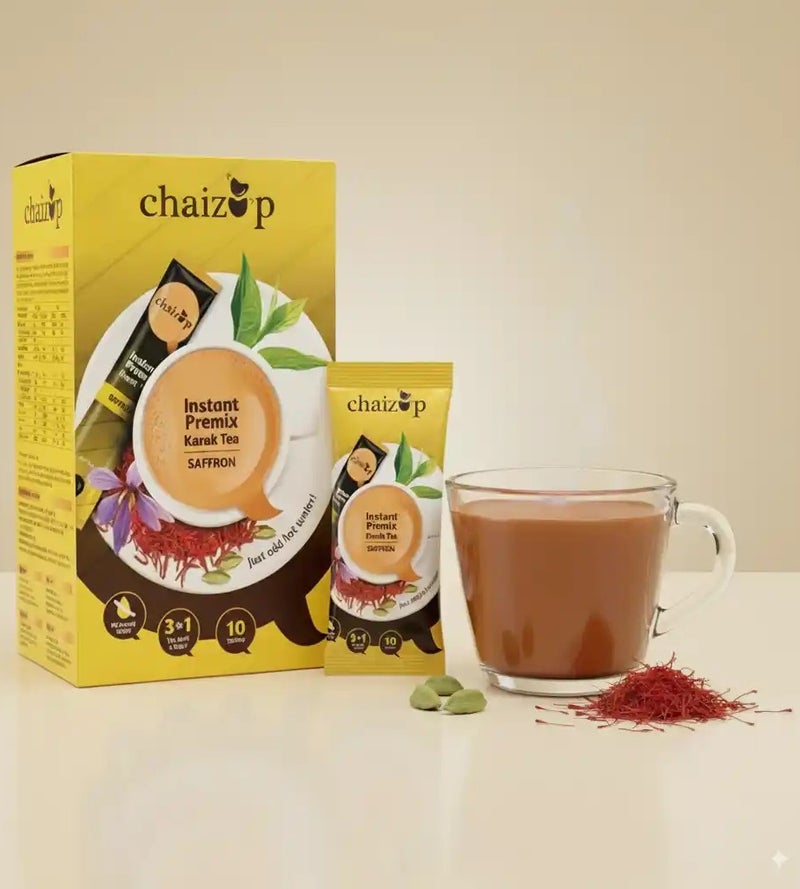 Chaizup Instant Premix Karak Tea Saffron 200grams (Pack of 10) - Image 1