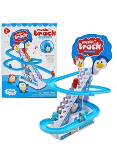 Rally Battery Operated Penguin Race Set Car Toy Climbing Stairs Educational Toy For Kids with Flashing Lights & Music  - Image 1